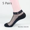 5 Pairs Men's Socks Summer Thin Fashion Crystal Wire Breathable Sweat Absorption Heel Glass Wire Boat Socks Henin Socks