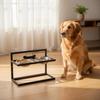 Iron Frame Elevated Dog Bowl Double Bowls Cat Bowl Stand Pet Feeder Raised Cat Bowl Holder  Indoor