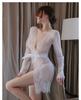 Babydoll Nightgown Sexy Popular Slip Mesh Lace Lingerie Summer [Pure Seek] Women's See-Through (White)