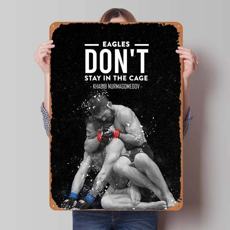 Khabib Metallskylt Boxningsaffischer Dekoration för Heminredningsartiklar Vintage Plåtskylt Plakett för Väggkonstdekoration Kaffebar