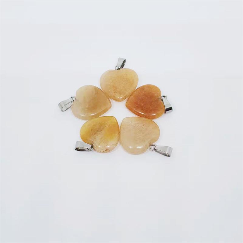 Heart-Shaped Natural Agate Pendant Necklace - 20mm Crystal Stone