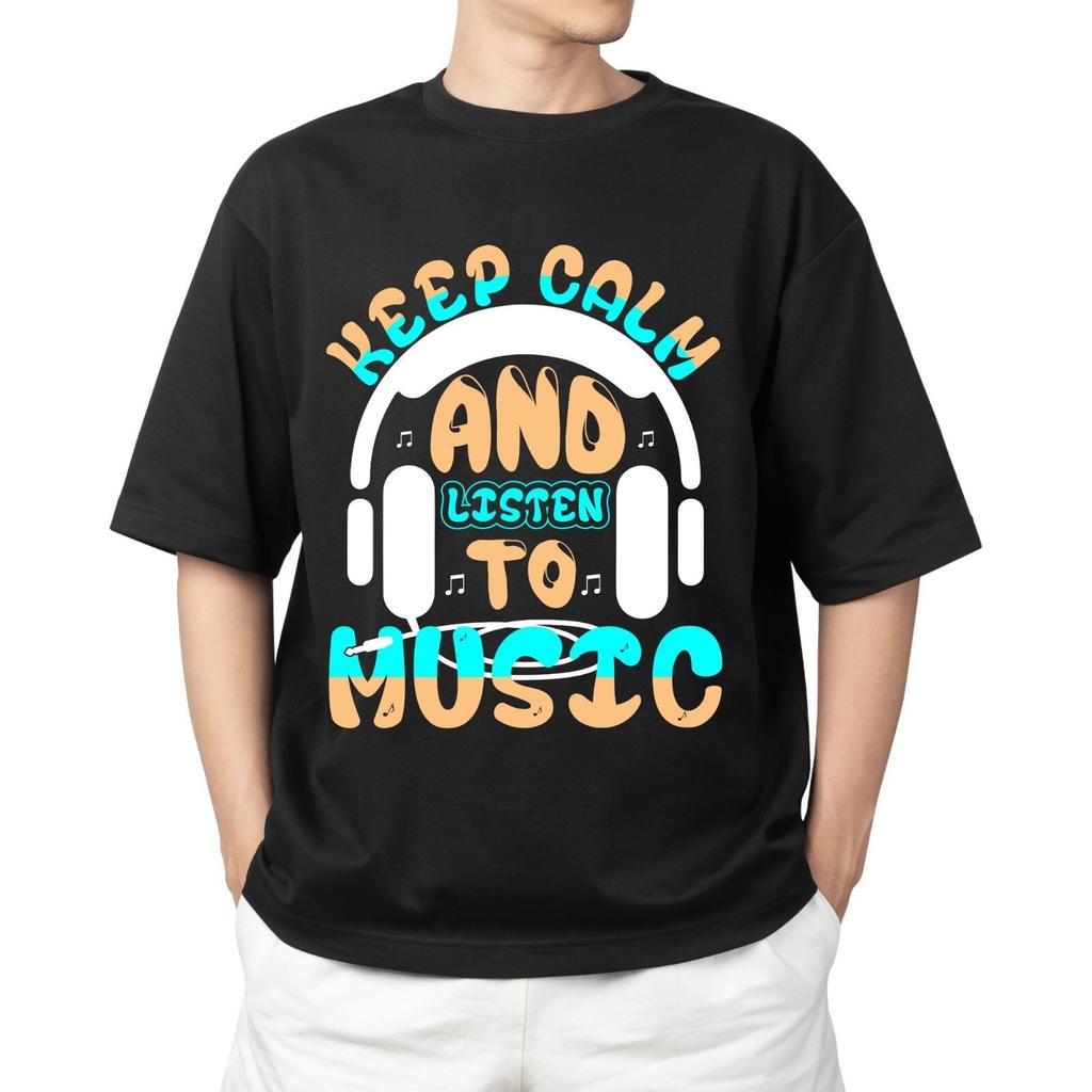 Mantén la Calma y Escucha Música Camiseta para Hombre Mujer Tops Camisetas – Camiseta Musical de Corte Relajado para Músico