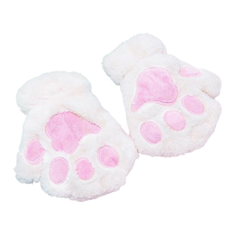 Winter Fingerless Gloves Fluffy Bear for Cat Paw Claw Half Finger Mitten Hand Wa