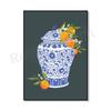 Ginger Jar Art Orange Wall Art Poster, Blue Chinoiserie Vase, Academic Wall Art, Traditional Asian Vase Print, Ginger Jar Print