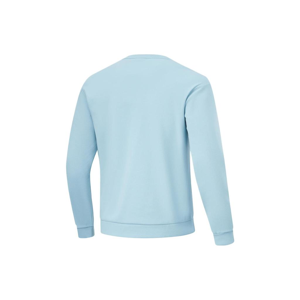 Li-Ning Fitness Series Solid Color Crew Neck Fleece Pullover Sweatshirt Men sweatshirt Forget-Me-Not-Blue AWDT789-5