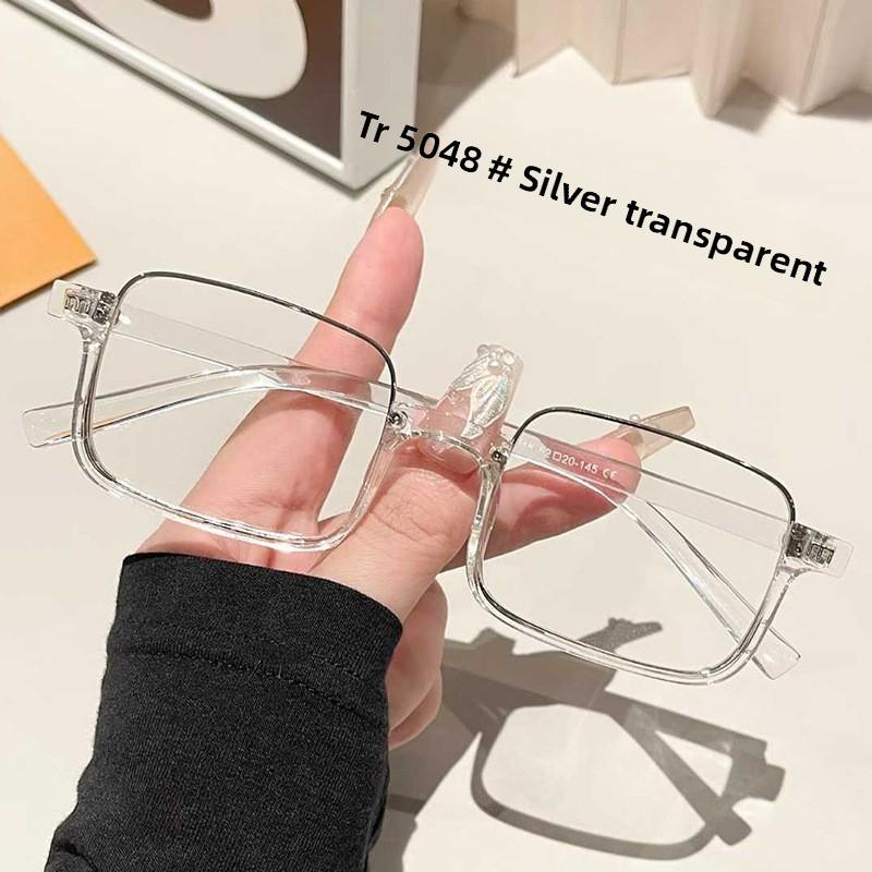 

Vintage Geometric Half Frame Glasses For Men And Women With Blue Light Protection Transparent