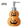 Countertop Soap Dispenser Halloween Ceramic Ghost Dispenser with Stainless Steel Pump Pumpkin Refillable Lotion Liquid Hand Container Empty Shower