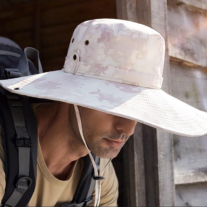 62cm Męski Kapelusz Outdoorowy Letni Kapelusz Wędkarski Turystyczny Jeździecki Duże Rondo Ochrona przed Słońcem Anty-UV Oddychający Wodoodporny Kapelusz Wiaderkowy