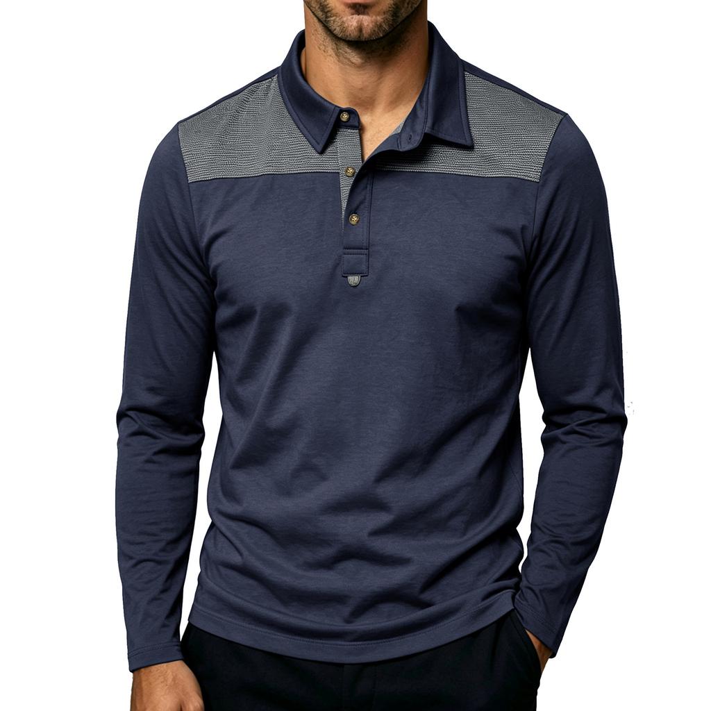 Men's Casual Vintage Lightweight Long Sleeve Polo Shirt Plus Size Long Sleeve Turn Down Collar Shirt for Everyday Wear