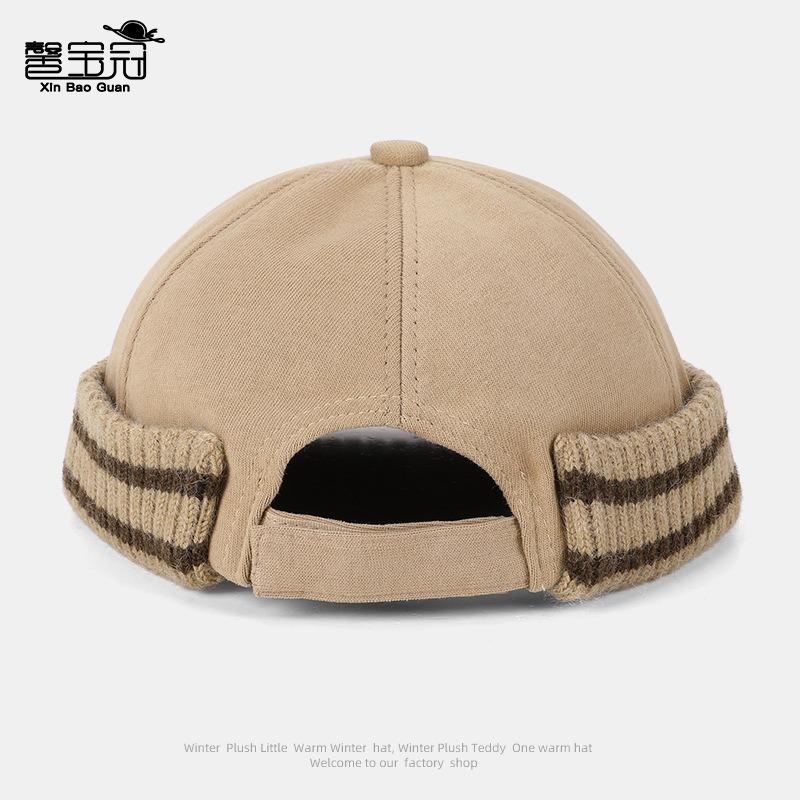 Retro melon fur hat neutral couple autumn and winter warm hat yuppie personalized knitted striped landlord hat