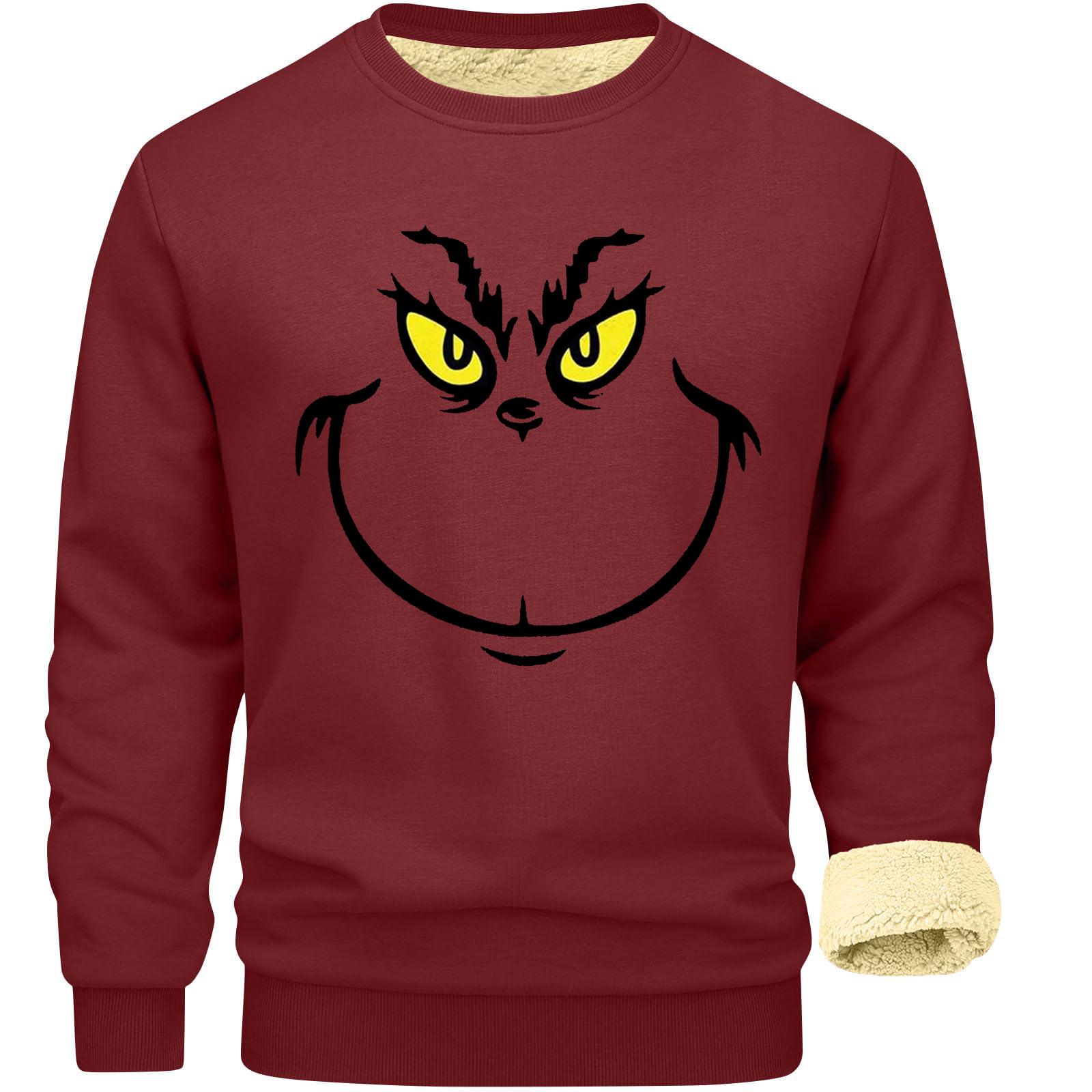 

Толстовки для мужчин с длинным рукавом из флиса, повседневные, пушистые, с круглым вырезом, теплые, зимние L винный