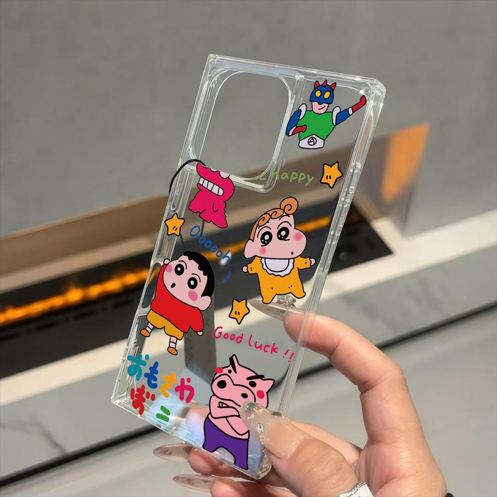 Clear Square Back Tube Case Protection For iPhone 13 12 14 Pro Max 15 Plus 16 ProMax 11 Anti-Oxygen,Star Crayon Shin Chan Pattern Casing