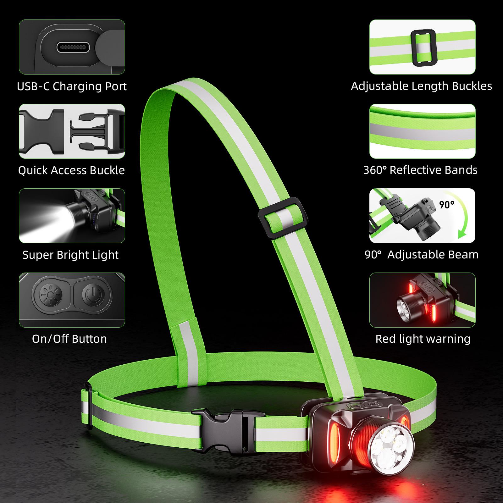 

USB Rechargeable LED Safety Vest For Running Cycling 500m Visible Elastic Band Reflective Jacket For Men Women Kids Adult 1PC