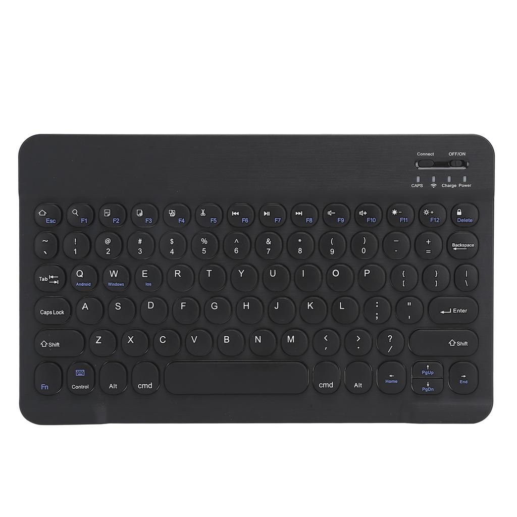 Wireless Bluetooth Keyboard Tablet Smartphone Computer Accessories Round Cap 10inBlack