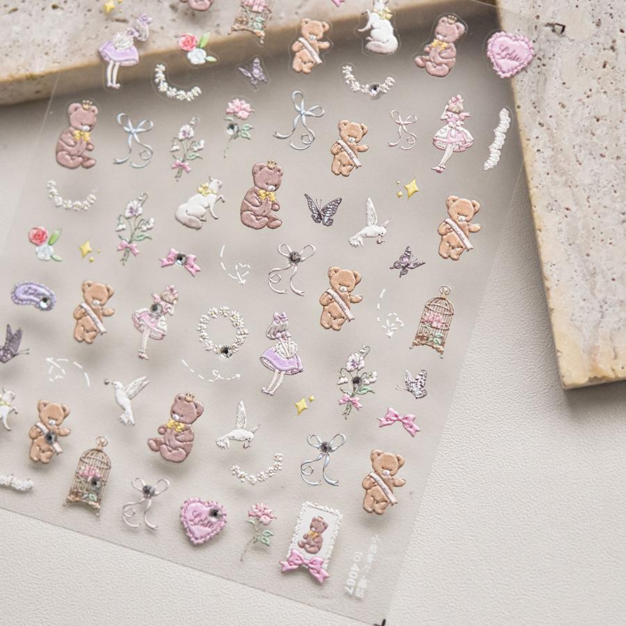 Bear Bright Crystal Nail Stickers Cute Stickers DIY Creative Decoration