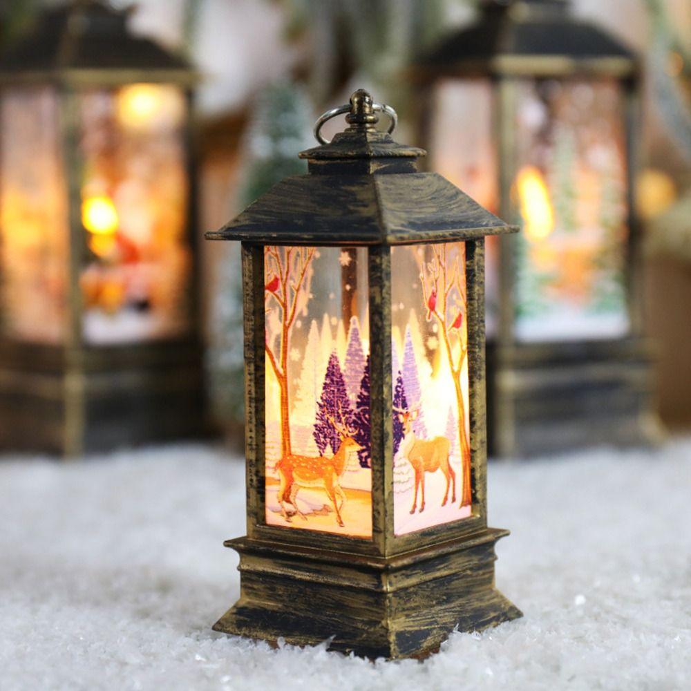 Santa Claus Night Light Portable Hanging Lamp New Year Christmas Retro Lantern Light  Home