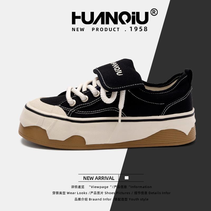 Global black canvas shoes women's ugly and cute 2025 spring women's shoes versatile casual student board shoes ZHQ-HQ075