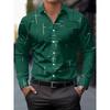 Men's Casual Geometric Print Long Sleeve Shirt - Breathable Button-Up Collared Shirt for Spring & Fall