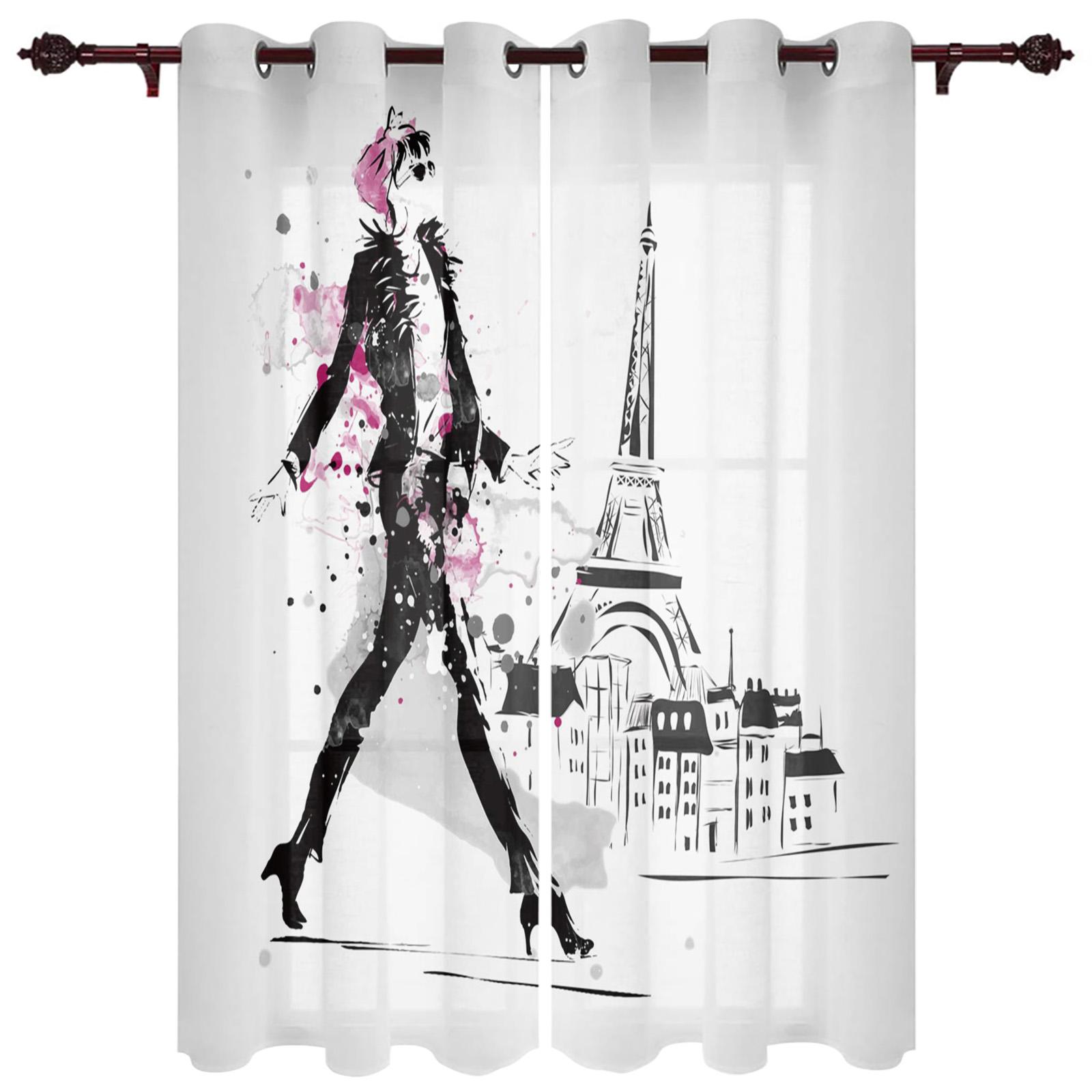 Женщина Волосы Всплеск Чернила Искусство Окна Шторы Гостиная Спальня Оконные Обстановки — фото 9