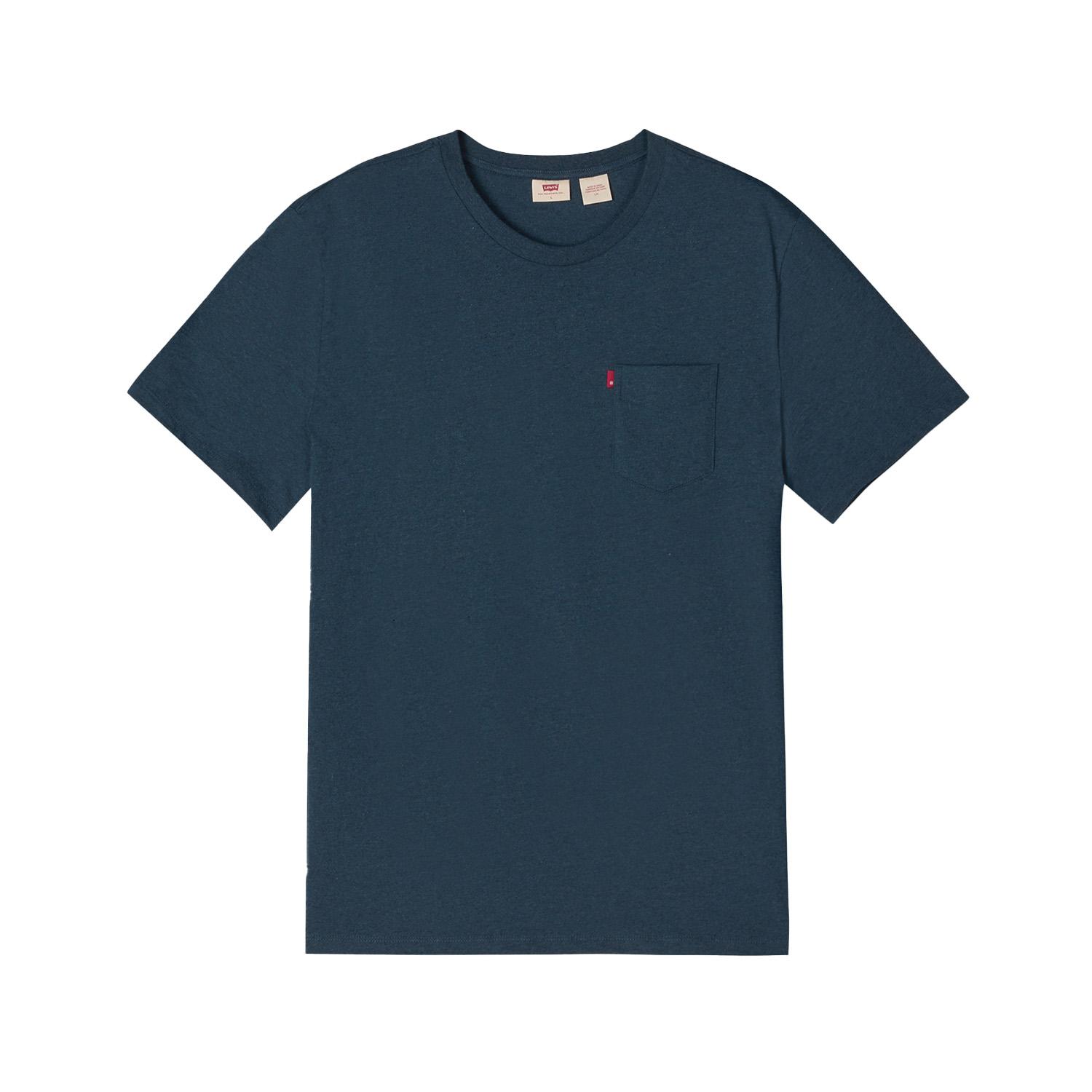 Levis Стандартная Американская Винтажная Повседневная Простая Хлопковая Вязаная Карманная Футболка с Коротким Рукавом Унисекс Топы 006WX-0002 S