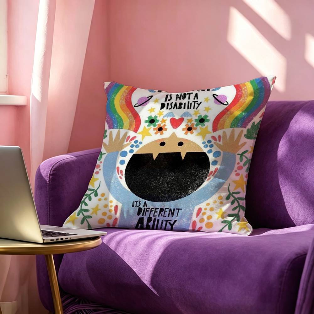 Autism Acceptanc Creative Slogan Square Double-Sided printed Pillow Case Bedroom Bedside Pillow Sofa Cushion Cover