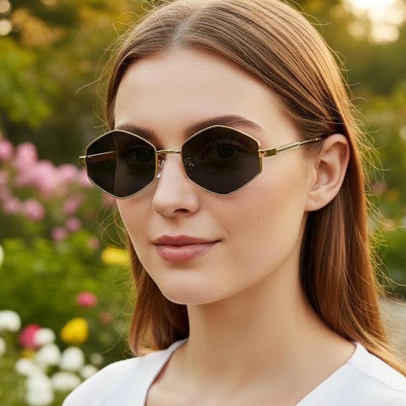Women's sunglasses - unisex fashion polygonal metal sunglasses