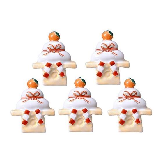 Kyo-yaki Kiyomizu-yaki Shisen Chopstick Rests, Set of 5, Kagami Mochi