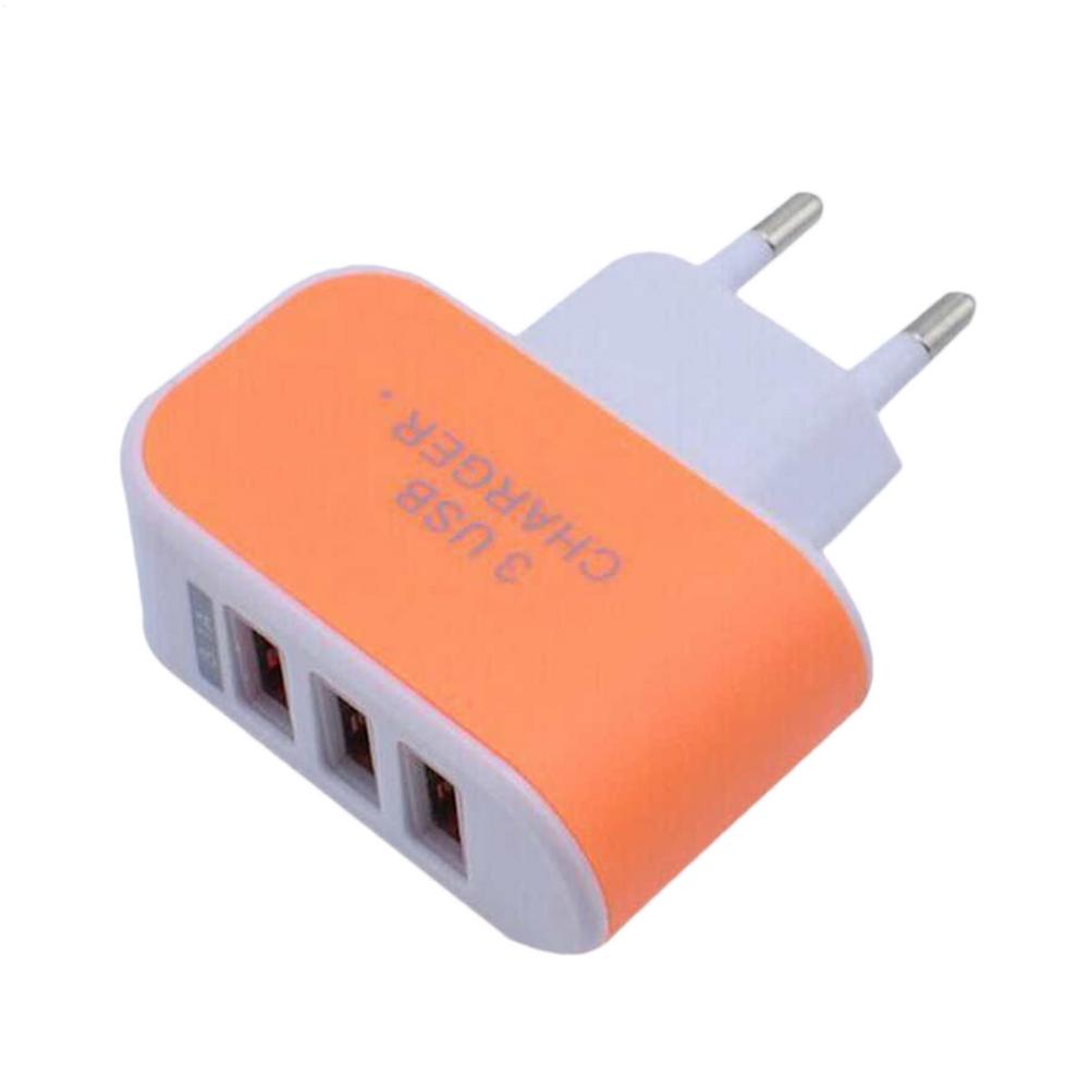USB Charger Block Multiple Ports 3 Ports Compact USB Charging Block Glowing Intelligent USB Plug For Smartphone Home
