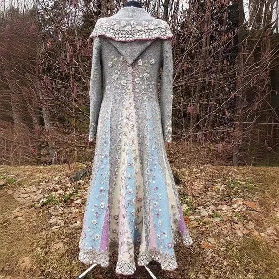 Winter 2026 Women's Long Sleeve V-neck Dress with Large Hem - Fresh & Sweet Style