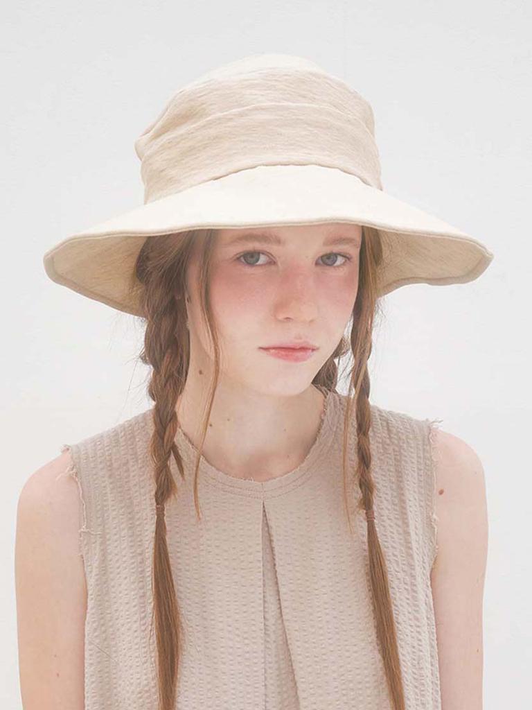 Beulaunhaes Wide Hat With Back Ribbon Accent