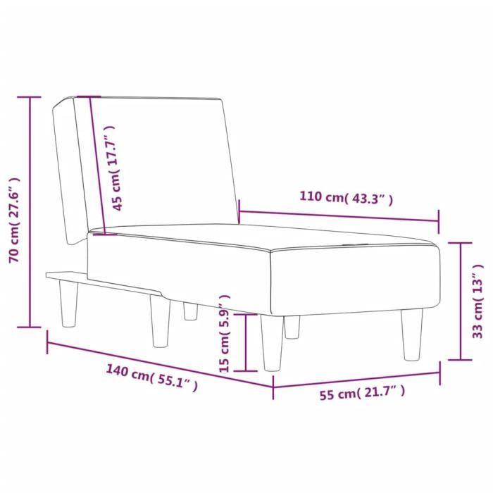 VidaXL Chaise Longue Light Grey Fabric 352798