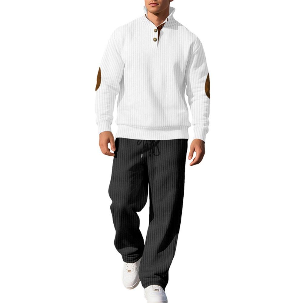 

2025 Новый тренд Спортивный костюм-двойка Простая мода Дышащий в стиле Западного побережья Деловой кэжуал Темперамент Мужской весенне-осенний костюм-двойка XL чёрный/белый