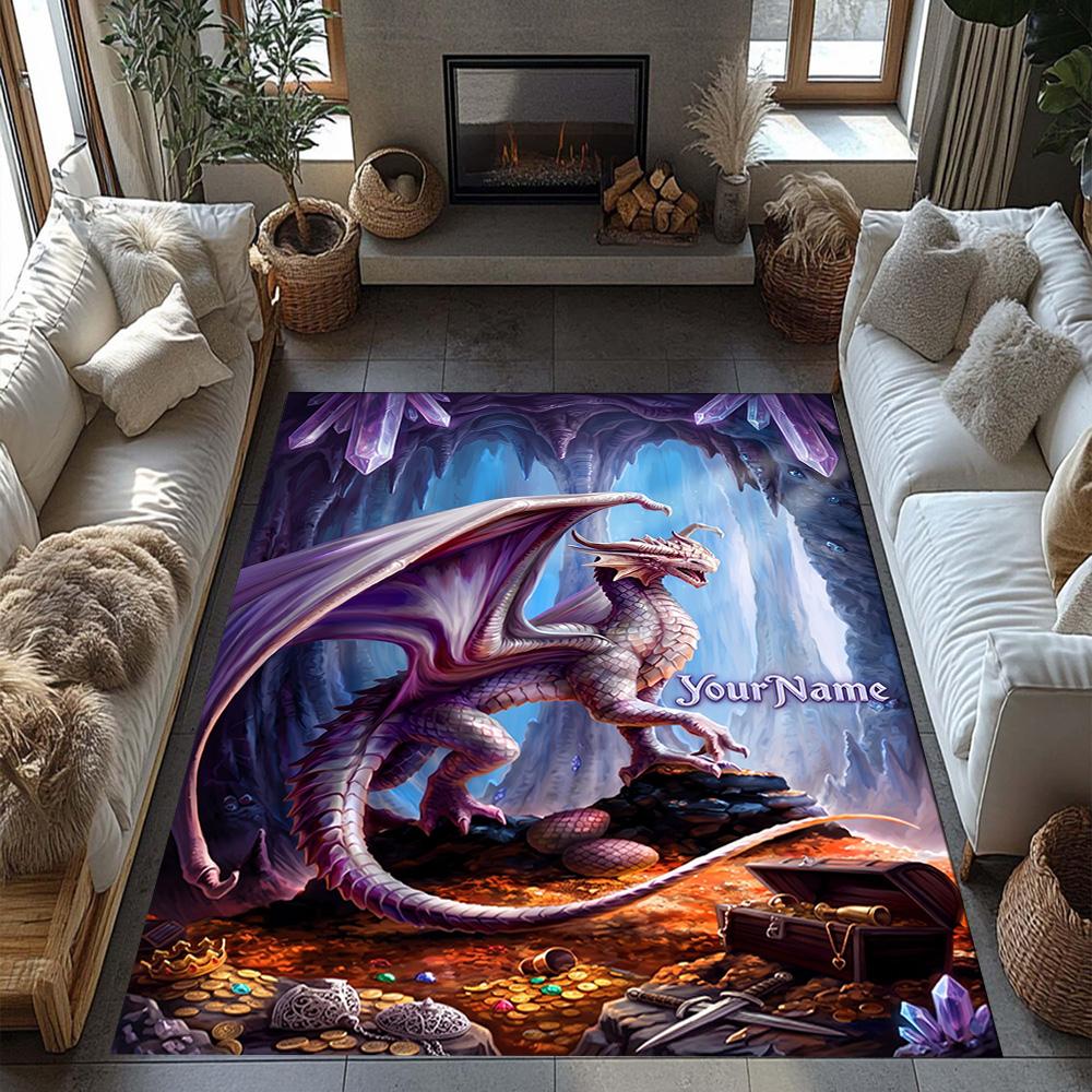 Gothic Illustrations Customizable Name Floor Rug Office Rug Design for Bedrooms Dining Room Kitchen Living Rooms Antislip Carpet Office Home Decor