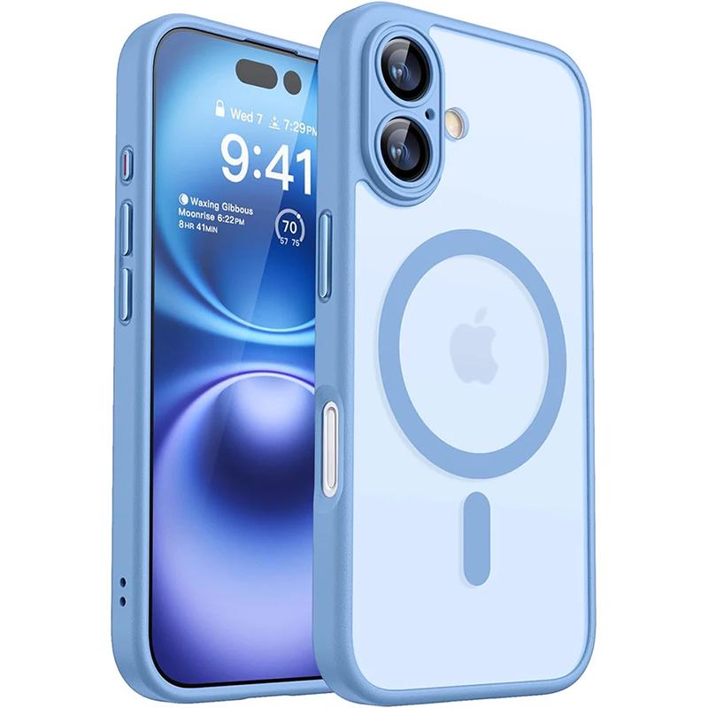 Magnetic Magsafe Luxury Armor Shockproof Case For iPhone 16 15 14 13 Pro Max Plus For Wireless Charge Cover Matte Translucent PC for daily use