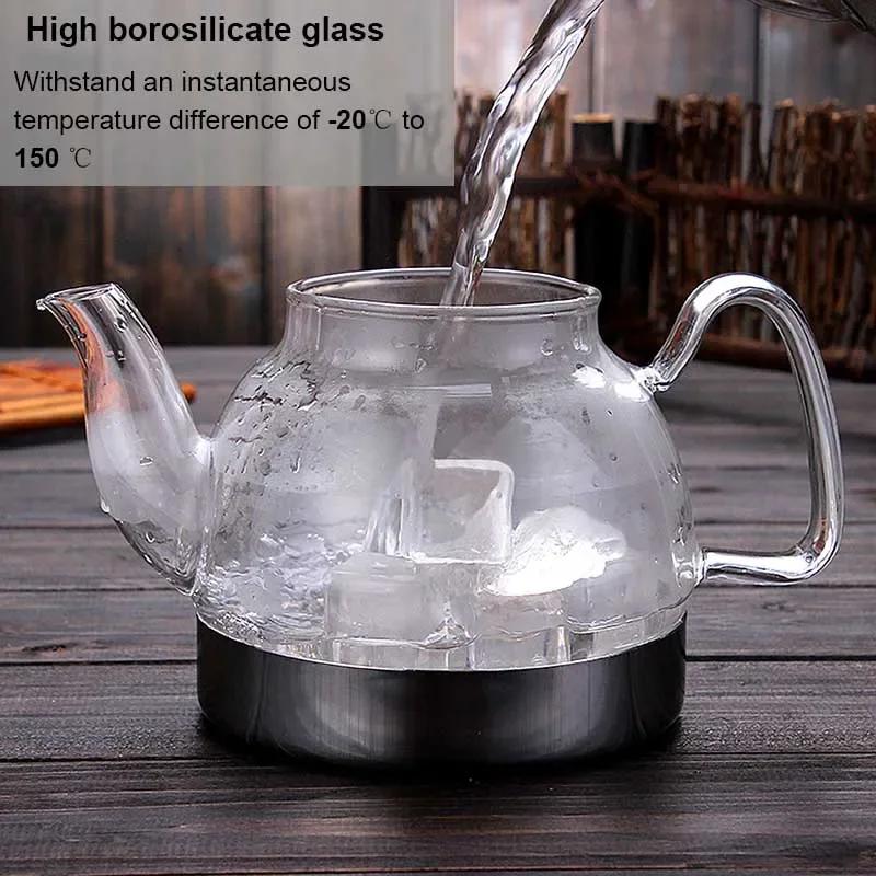 Tetera de Cristal 800/1100ML Estufa de Gas Cocina de Inducción Hervidor de Agua Tetera China Con Filtro Resistente al Calor Té de Flores