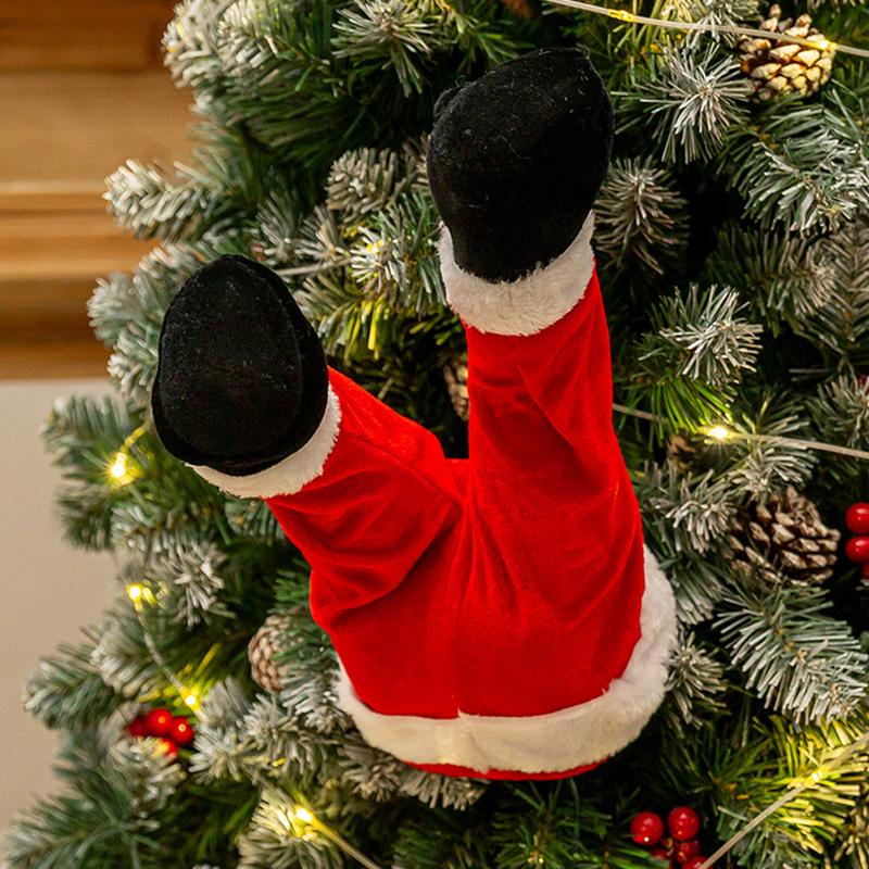 Santa Claus Legs Christmas Tree Decoration USB Holiday Decorations Fireplace Ornaments Animated Santa Christmas Tree Ornament