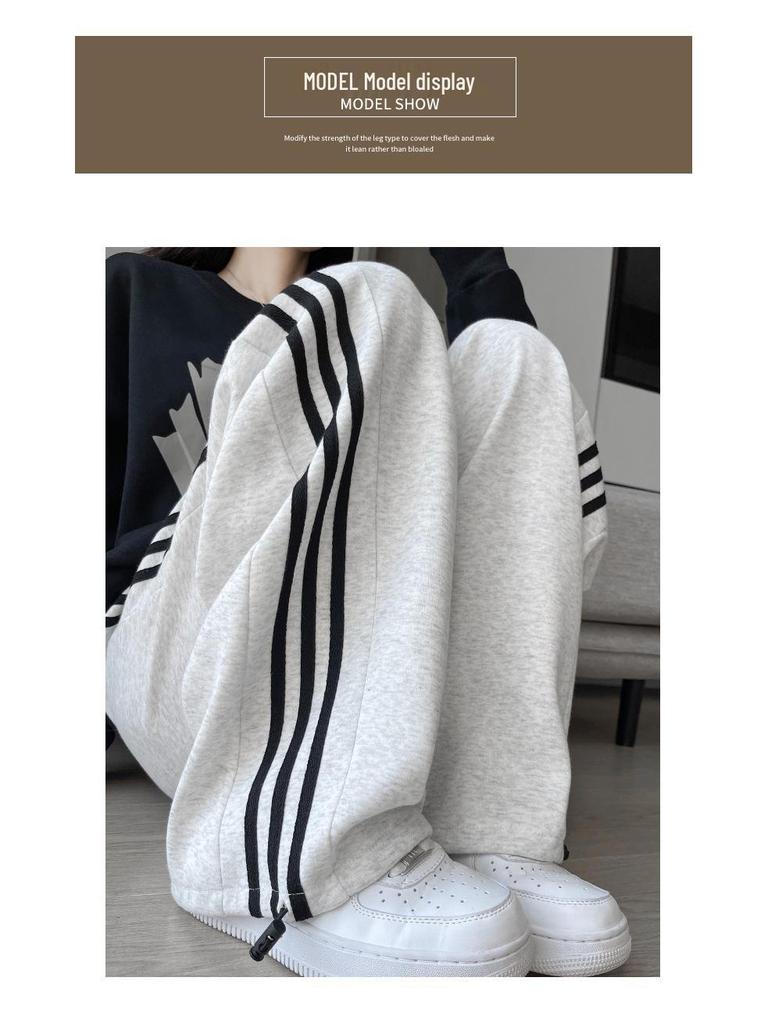 2025 New Spring Casual Girls' Sweatpants - Junior & High School, Loose Straight-Leg Wide Pants
