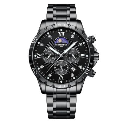 Quartz Chronograph Water Resistant To 3 ATM Stylish Hand Watch Brand Popular Business Simple Date Luminous Stainless Steel Band Men Working Adults Job