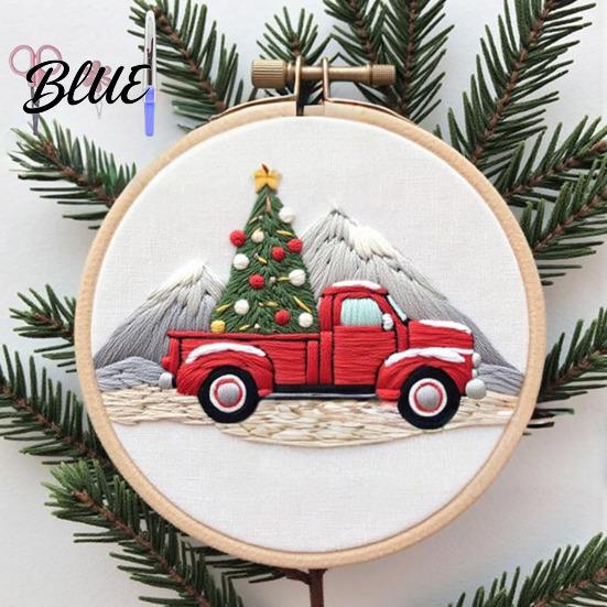 Handmade Christmas Embroidery Set with Santa Claus Landscape Starter Kit Winter Adult Craft Pattern Threads