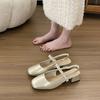 Sapatos Mary Jane de Bico Quadrado e Salto Grosso para Mulher - Sandálias de Verão Confortáveis de Bico Aberto Moda Sapatos Femininos Cano Baixo Novos Designs