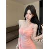 Sexy 3D Floral One-Shoulder Dress with Irregular Pleats and Cut-Out Waist