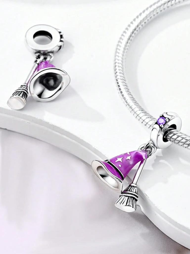 Charms Plata Copper Colors Pink Flower Heart Hat Bead Charm Pendant For Original Bracelet For Women Diy Jewelry Love Gift