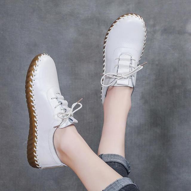Designer Women 'S Summer Shoes  Casual Lace Up Cutout Hollow Flats Woman Oxford Sneakers Retro Sewing Leather Moccasins