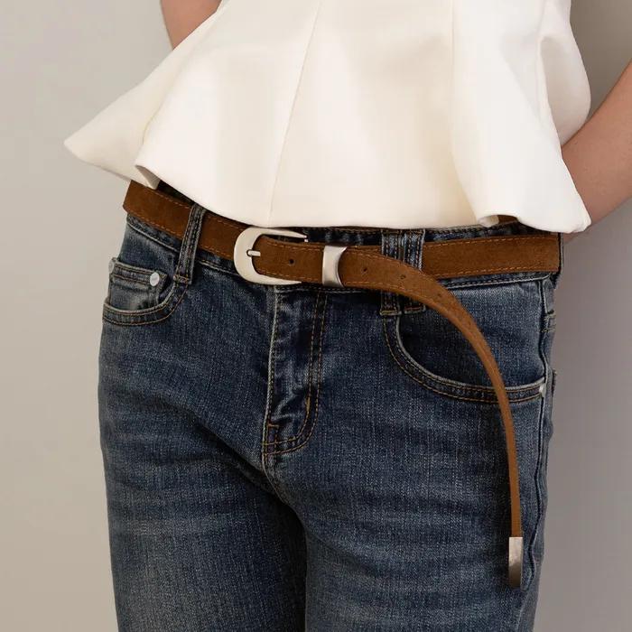 BT8077 Western Metal Loop Suede Belt 24mm 2 Colors