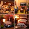 DIY Mini Doll House Wooden Miniature Kit Furniture Litht Dollhouse Furniture Handmade Model Assembly Toys Case Birthday Gifts