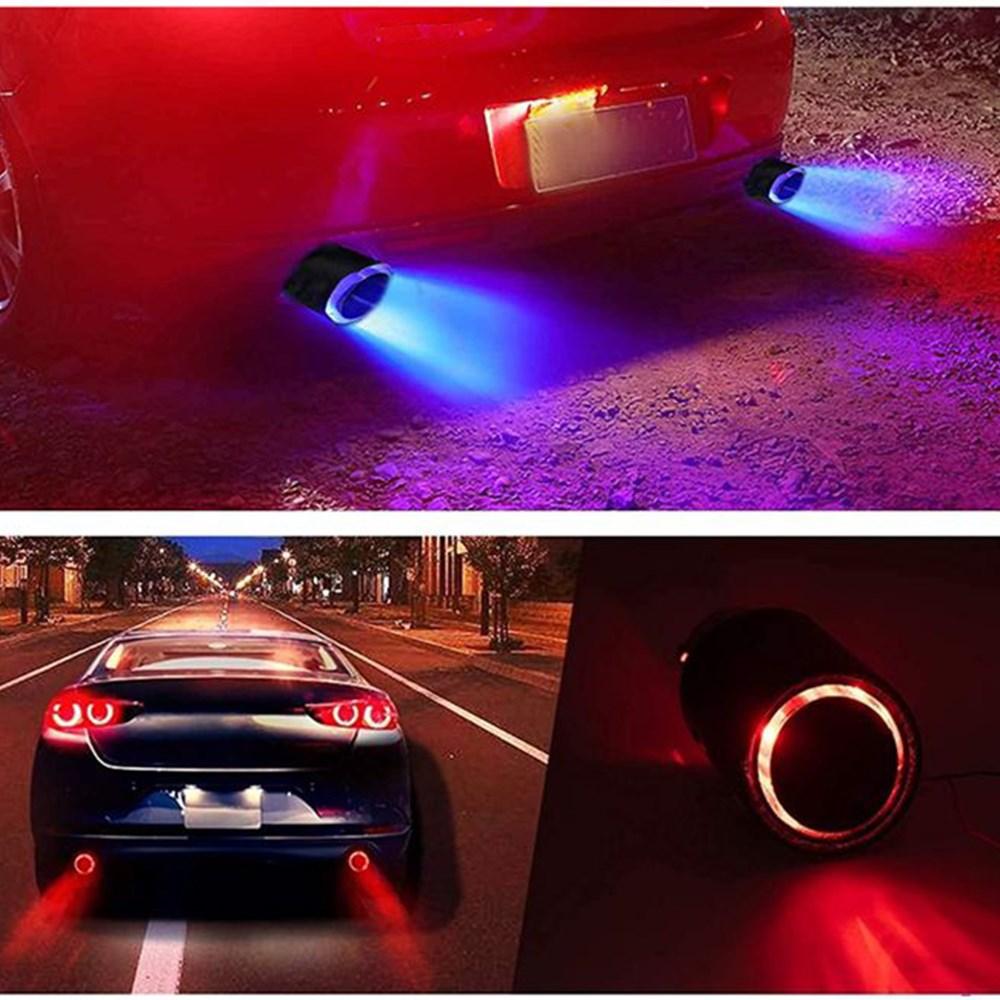 Universal Auto Modifizierte Auspuffspitze Rohr LED Rot/Blau Licht Auslass Auspuffrohr Schwanz Throat Schalldämpfer Turbo