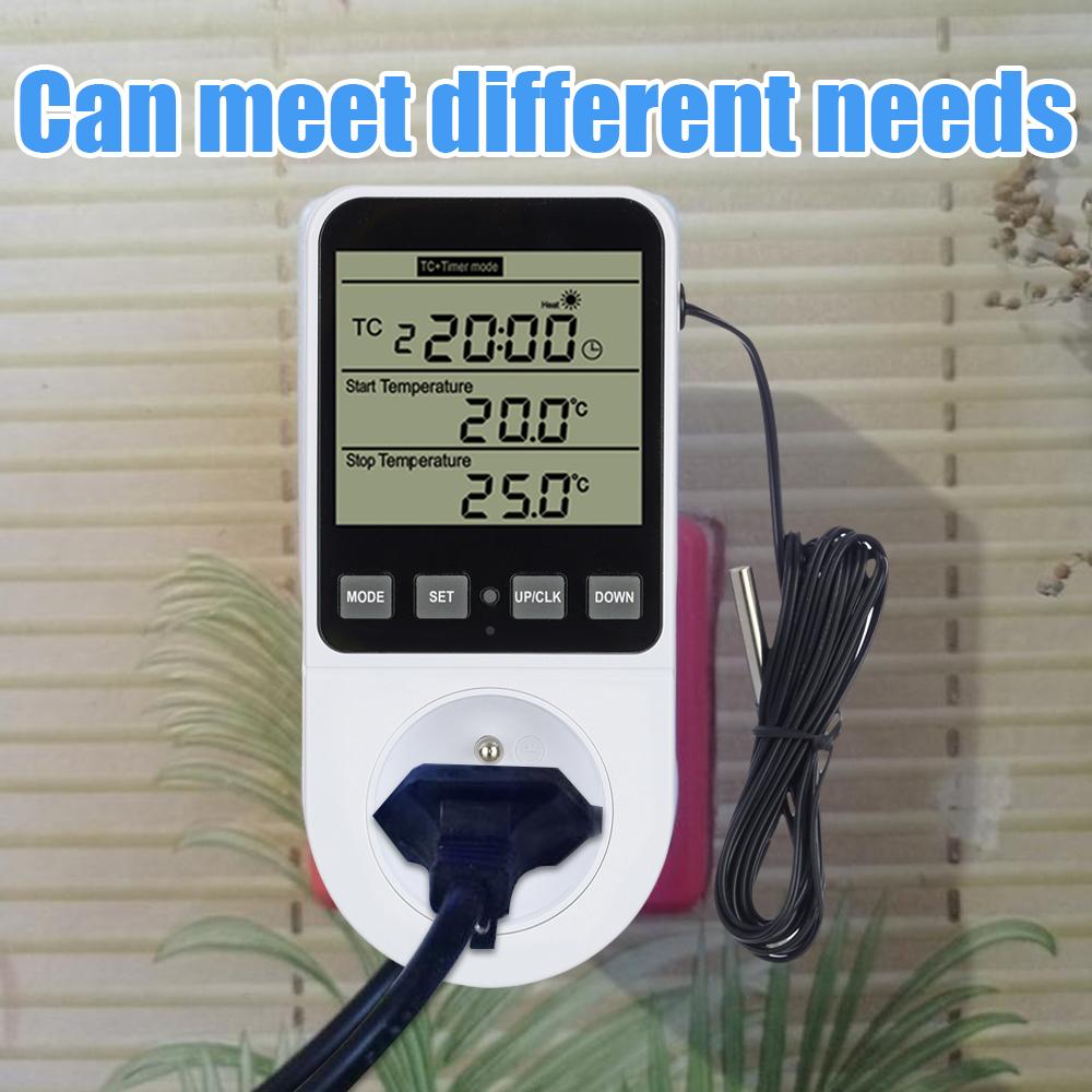 AC120-240V Temperature Controller Socket Fully Functional Thermostat Timer Switch Accuracy Heating Cooling Regulator Thermometer