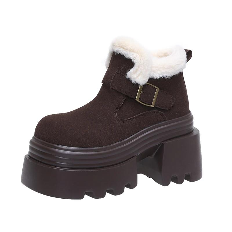 Stivali da Neve Caldi con Plateau di Alta Qualità 10CM per Donna Moda Comfort Peluche Outdoor Scarpe da Donna in Cotone Stivaletti Casual in Scamosciato Botas