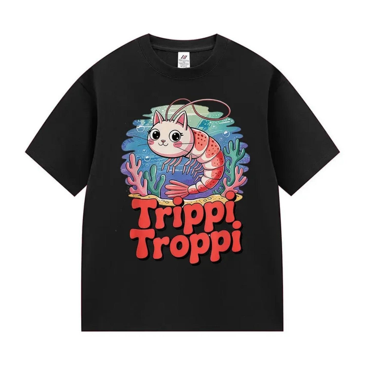 Funny Italian meme T-shirtstylish Trippi Troppi cute short-sleeve T-shirt for summer T-shirt S чёрный