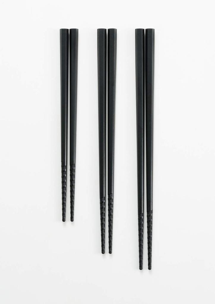 Akebono Sangyo Tornado Set of Made In Chopsticks, Black, 22.5cm, 5, Japan, PM-377